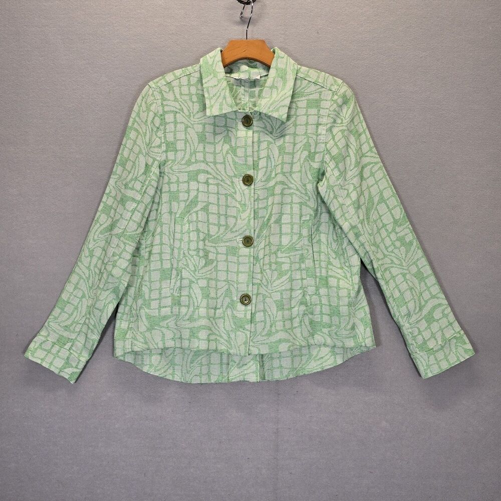 Thurley Australia Women's Designer Green Geometric Blazer Jacket - Size 34